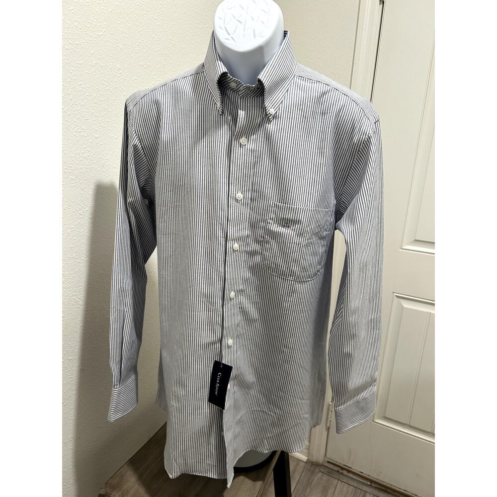 Club Room Mens Regular Fit Performance Shirt Striped Neck 15 Sleeve 32/33 Blue
